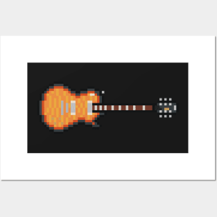 Pixel Fiery Standard Guitar Posters and Art